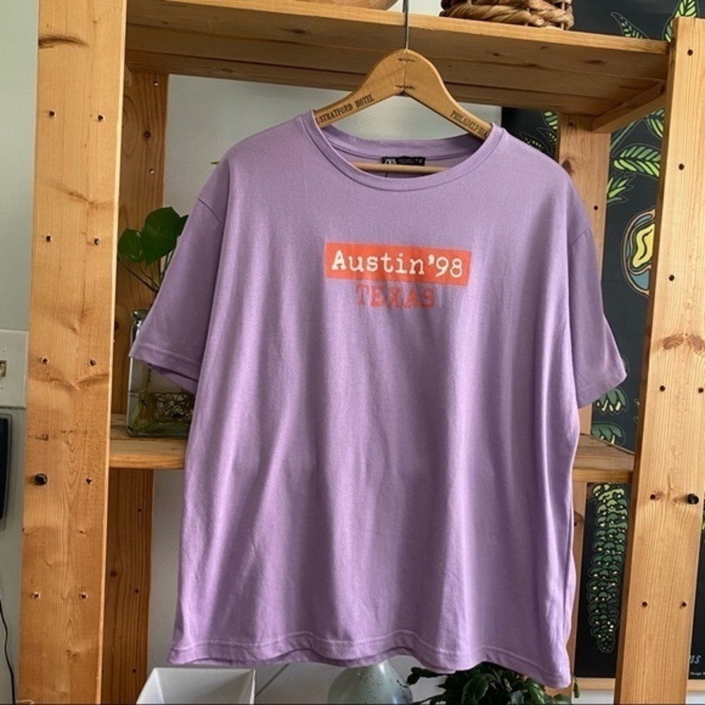 Zara Austin Texas 1998 Lavender Purple Graphic Tee T-shirt Medium - Picture 2 of 11